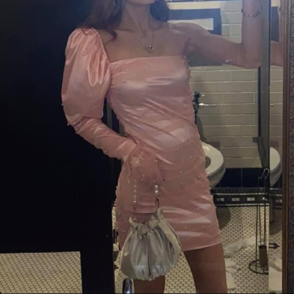 Pink dress with pearls
